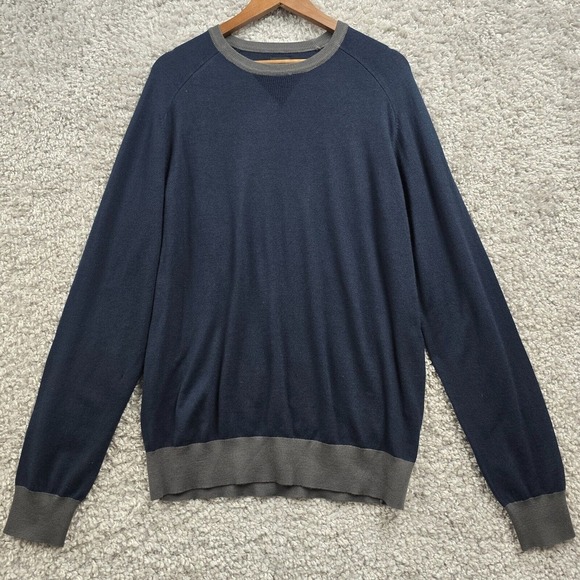 Goodman Brand Sweater Men Large Blue Long Sleeve Pullover Wool Blend Preppy READ - Picture 1 of 15